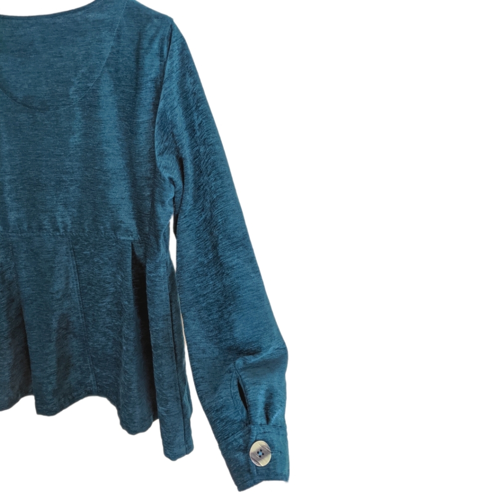 Soft Surroundings Teal Button-Down Women's Top - Picture 4 of 7